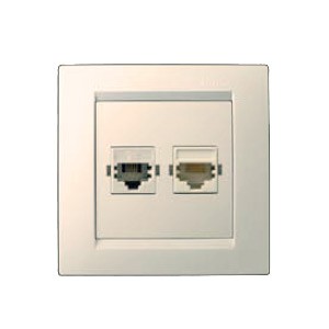 Розетка комп/телеф под коннектор RG-11 Слон.кость