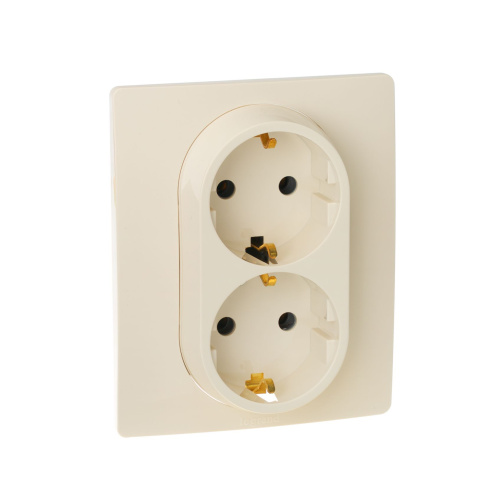 Розетка 2-ая с/з, винты Слоновая кость Legrand Etika