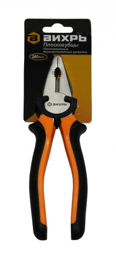 Плоскогубцы, 200мм.,никелированные,двухкомпонентные рукоятки Вихрь 