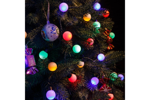 Гирлянда "Мультишарики" Ø30 мм, 5 м,темно-зеленый ПВХ, 25 диодов, цвет RGB