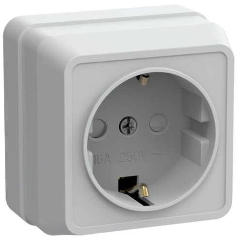 Розетка 1местн. с з/к с защ.штор. 16А откр.уст. ОКТАВА (белый) РСш20-3-ОБ 