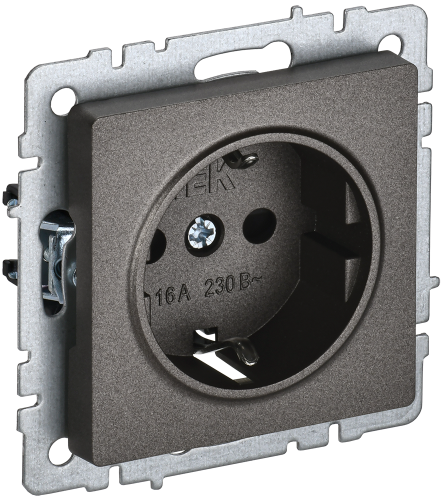 BRITE Розетка 1-местная с заземлением с защитными шторками 16А РС14-1-0-БрТБ темная бронза IEK