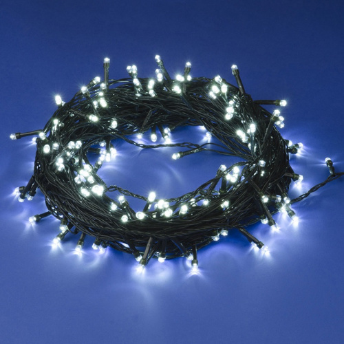 Гирлянда светодиодная, 10м. 100 светодиодов. Белый свет. Провод зеленый. ТМ Uniel