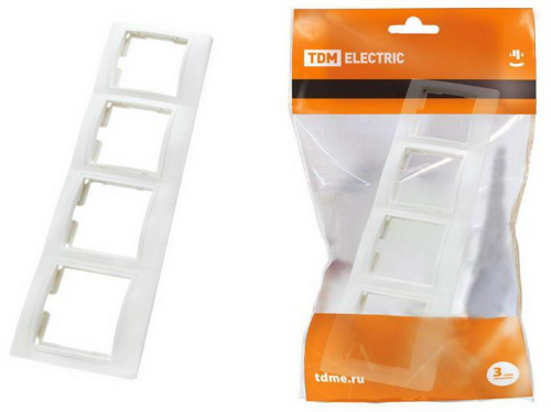 Рамка 4-х постовая горизонтальная белая "Таймыр" TDM 