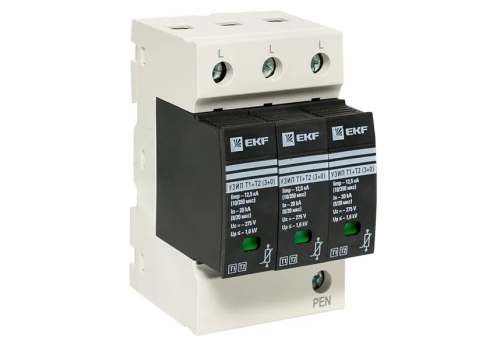 Устройство защиты от импульсных перенапряжений Т1+Т2; Iimp-12.5kA; In-20kA; Uc-275В; 3+0 PROxima EKF