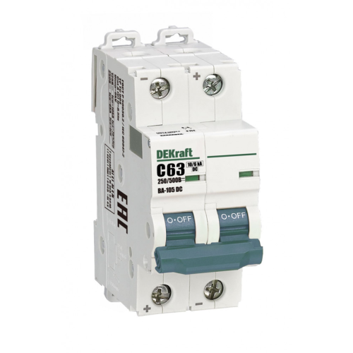 Выключатель автоматический модульный 2п C 63А 10кА ВА-105 DC З DEKraft 13397DEK