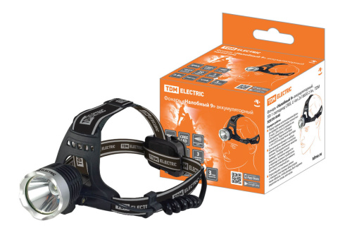 Фонарь "Налобный 9"аккумуляторный,5Вт 1 светодиод,CREE, Li-lon 2х18650 2Ач, TDM 
