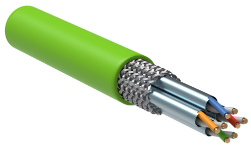 Витая пара S/FTP, кат.6A 4х2х23AWG solid, LSZH, 305м, зеленый