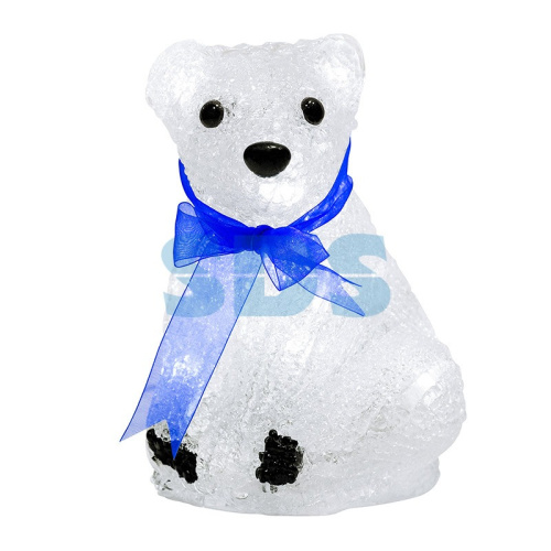 Акриловая светодиодная фигура "Белый мишка" 20 см, 4,5 В, 3 батарейки AA (не входят в комплект), 20 