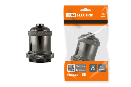 Патрон подвесной, Е27 металлический "Лофт" черный TDM