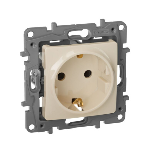 Розетка с/з, винт. клем. Слоновая кость Legrand Etika