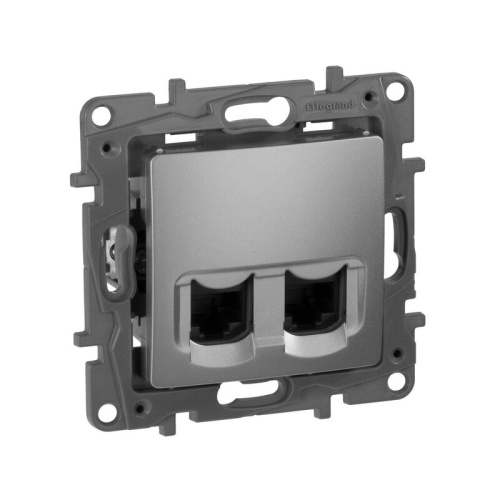 Розетка 2-ая комп (RJ45) 5кат. UTP Алюминий Legrand Etika