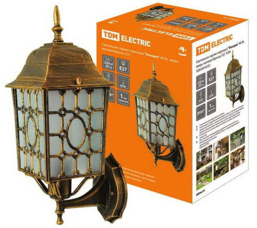 Светильник садово-парковый "Беседка" 60 Вт, вверх, матовое/бронза, Е27, TDM										