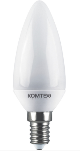 Лампа светодиодная СДЛп-С-5-220-840-300-Е14  4000К 220В 440лм свеча КОМТЕХ