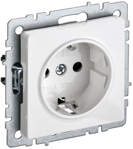 BRITE Розетка 1-местная с заземлением без защитных шторок 16А РС11-1-0-БрБ белый IEK
