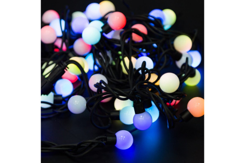 Гирлянда "Мультишарики" Ø23 мм, 10 м, черный каучук, 80 LED, цвет RGB