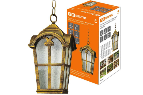 Светильник садово-парковый "Братья Гримм" 100 Вт, подвес, шагрень/бронза, Е27, TDM									