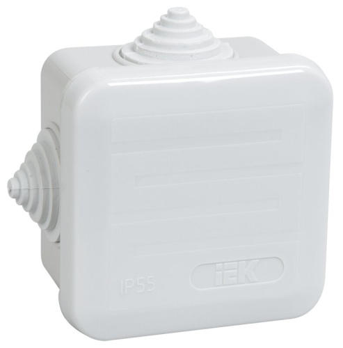 Коробка КМ41236 распаячная для о/п 70х70х40 мм IP44 (RAL7035, кабельные вводы 4 шт)