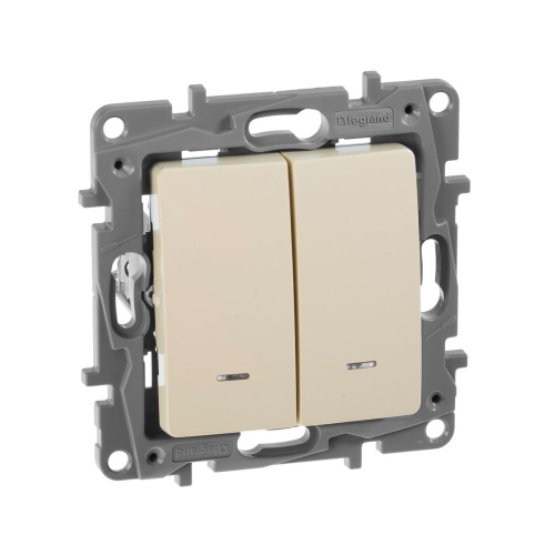 Выключатель 2-клавишный с подсветкой Слоновая кость Legrand Etika
