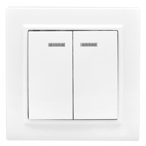 Минск Выключатель 2-клавишный СП с индикатором,10А, белый EKF Basic