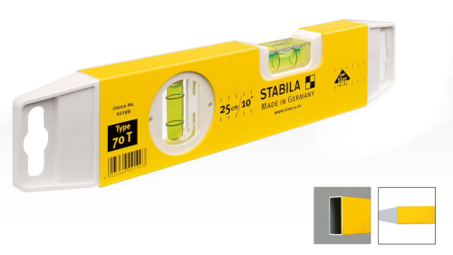 Уровень тип 70Т, 25 см (2 глазка ,точн. 0,5 мм/м) "STABILA"