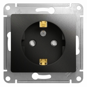 Розетка с заземлением со шторками, 16А, механизм, АНТРАЦИТ, GLOSSA