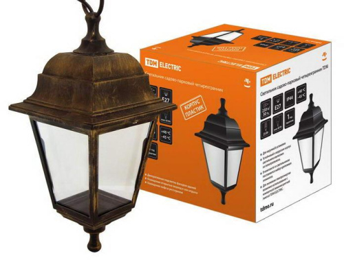 Светильник садово-парковый НСУ 04-60-001 четырехгранник, подвес,пластик, бронзаTDM