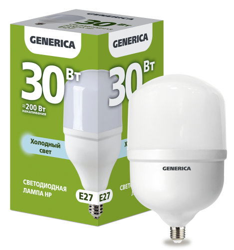 Лампа светодиодная HP 30Вт 230В 6500К E27 GENERICA