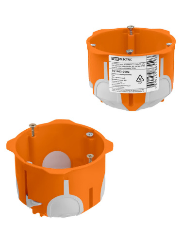 Установочная коробка СП D68х50 мм, 2-х компон., саморезы, пл. лапки, IP30, оранж., TDM SQ1403-2002