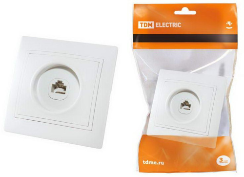 Розетка компьютерная RJ45 белая "Таймыр" TDM