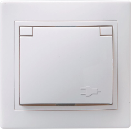 Розетка 1местн. с з/к с защ. штор. с крышкой 16А Кварта (белый) РСбш10-3-КБ 