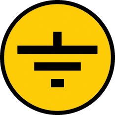 Самоклеящаяся этикетка: 30х30 мм, символ "Заземление"