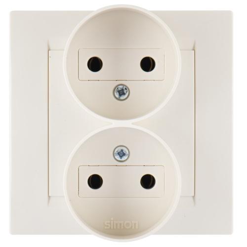 Розетка двойная 2Р, 16А, 250В, винтовой зажим, слоновая кость Simon