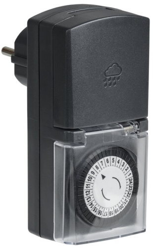 Розетка-таймер механ. 30мин 24ч 48on/off 16А IP44 темно-серая РТМ-4 IEK