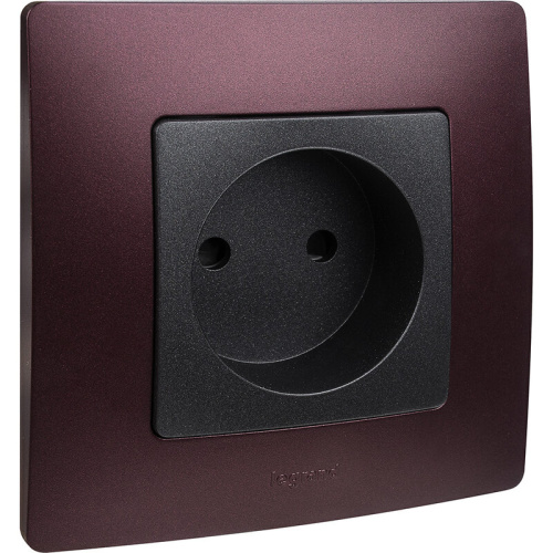 Розетка 1-ая б/з со шторками, авт. зажим Антрацит Legrand Etika