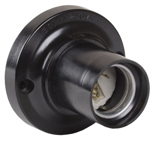 Патрон потолочный карболитовый, Е27, черный, индивидуальный пакет, Пкб27-04-К21 IEK