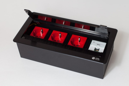 Люк настольный на 4 поста (45х45),металл черный IP20