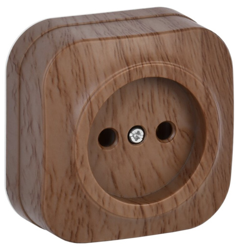 РС20-2-ХД Розетка одноместная без заземления для открытой установки 10А GLORY дуб IEK