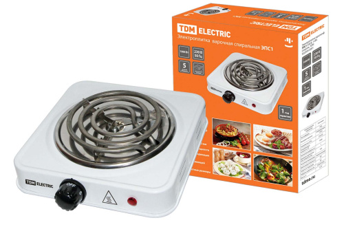Электроплитка одноконф. ЭПС1 230 В, 1 кВт, спираль, TDM										