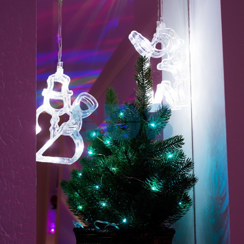 Фигура светодиодная "Снеговик" на присоске с подвесом, БЕЛЫЙ