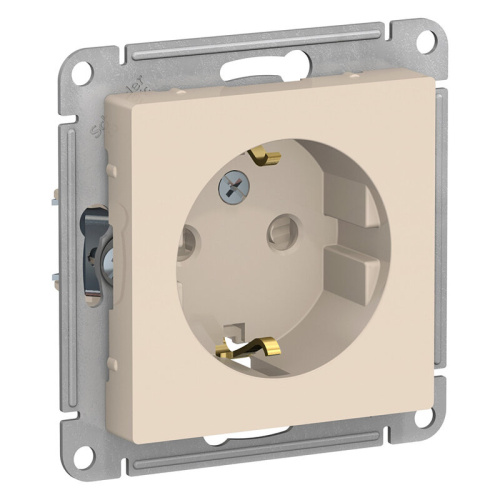 Розетка с заземлением со шторками, 16А, механизм, БЕЖЕВЫЙ