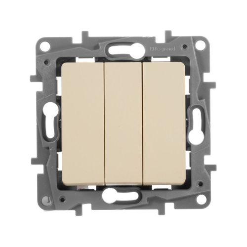 Выключатель 3-клавишный 10АХ Слоновая кость Legrand Etika