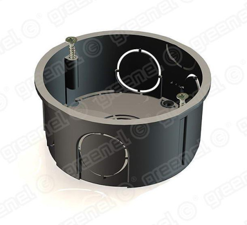 Коробка уст. D65x25мм  для скрытого монтажа в кирпичных стенах (с саморезами)