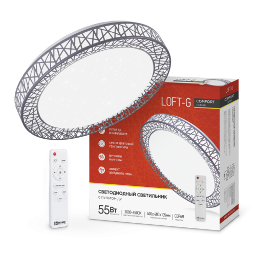 Светильник светодиодный COMFORT Loft-G 75Вт 230В 3000-6500K 6000Лм 500x100мм с пультом ДУ IN HOME		