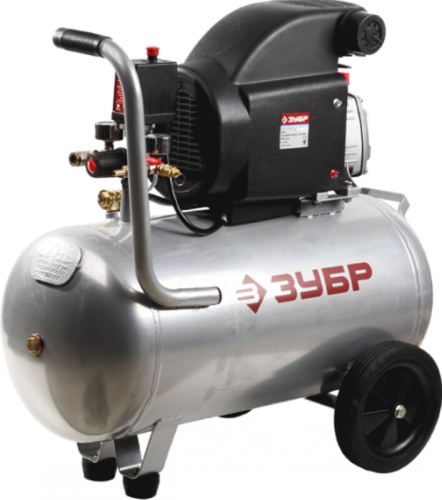 Компрессор ЗУБР воздушный, поршневой, масляный, 350 л/мин, 2850об/мин,  2 цилиндра, 8 бар, 50л, 2200
