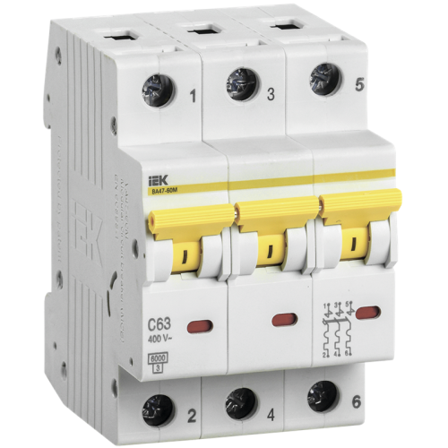 Выключатель автоматический ВА47-60M 3Р 25А 6кА D IEK