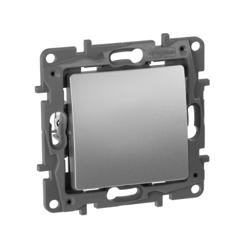 Переключатель 1-клавишный 10АХ, авт. клем 250В Алюминий Legrand Etika 