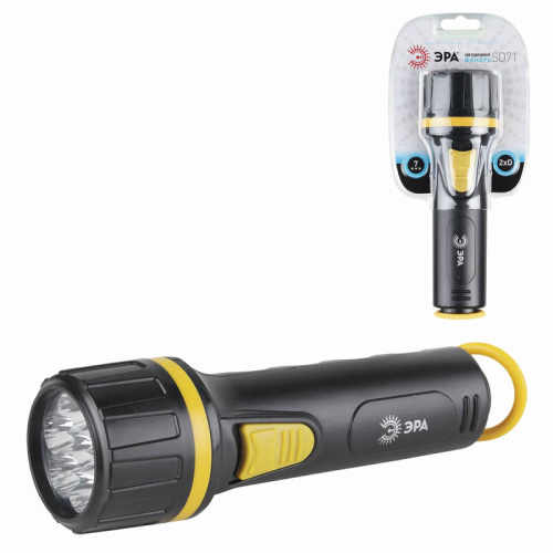 Фонарь ЭРА SD71 7xLED, пластик, 2xD, блистер