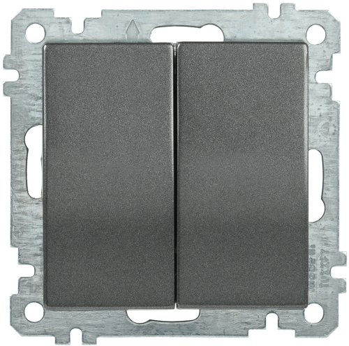 ВС10-2-0-Б Выключатель 2 клавишный 10А BOLERO антрацит IEK