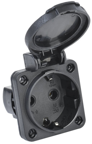 Розетка панельная SCHUKO РП14-3 IP54 черный MAGNUM IEK